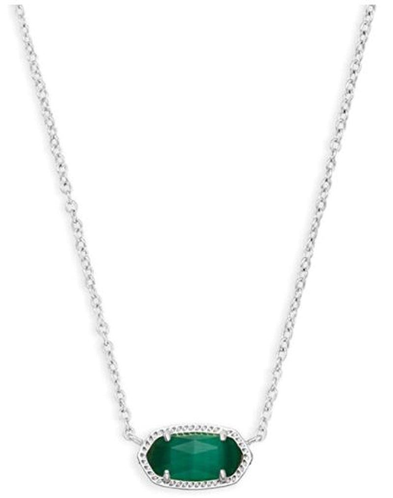 Kendra Scott Elisa Pendant Necklace for Women, Fashion Jewelry, Rhodium-Plated, Emerald Cat's Eye - Image 1